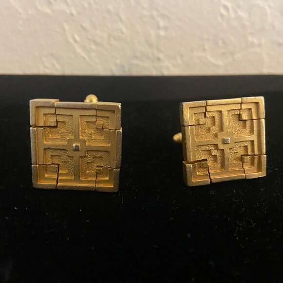 CUFFLINKS  MoMA - Frank Lloyd Wright * 22kt gold plated - RARE! - Picture 1 of 3